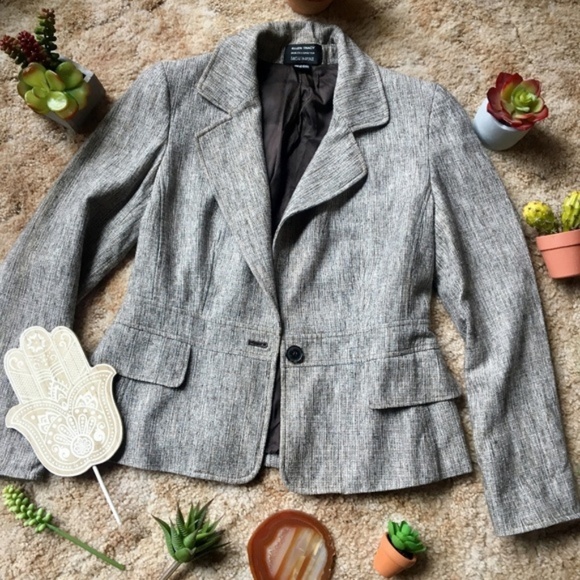 {Ellen Tracy for Saks} Grey Tweed Career Blazer, 4 - Picture 4 of 8